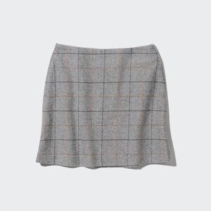 Uniqlo Wool Blend Gray Checkered Mini Skirt
